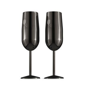 Berlinger Haus Black Rose Collection champagne glasses set, black metal, 2 pieces - Glass