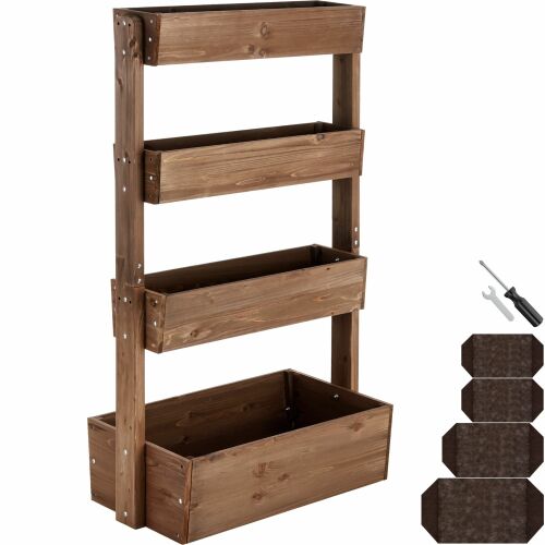 tectake Flora - Vertikálny záhon - Drevený, 4-úrovňový