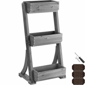 tectake Flora - Vertikálny záhon - 3 úrovne, Lakované drevo 138871424 - Vyvýšené záhony