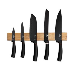 Berlinger Haus Black Rose set noževa od 6 dijelova s magnetskim držačem od bagremovog drveta - Kuhinjska kuka