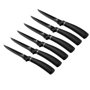 Schräge Ansicht des Berlinger Haus Black Rose 6-teiligen Steakmesser-Sets - Küchenmesser