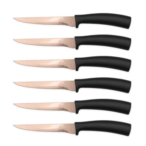 Berlinger Haus BH-2613 Metallic Line Rose Gold Edition 6-teiliges Steakmesser-Set - Schwarz, Rose Gold