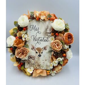 Nagyméretű őzikés ajtódísz, virágos dekoráció - Ajtódísz