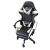 GOBORELAX black and white gaming chair with footrest, front view