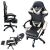 GOBORELAX black and white gaming chair with footrest, multiple angles