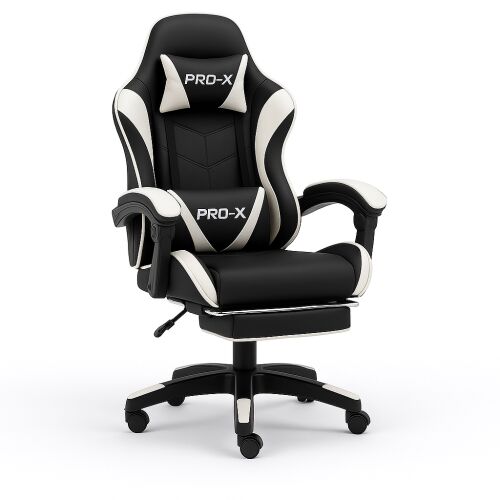 PRO-X ergonomska crno-bijela gaming stolica
