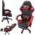 Collage of GOBORELAX black and red gaming chair with footrest