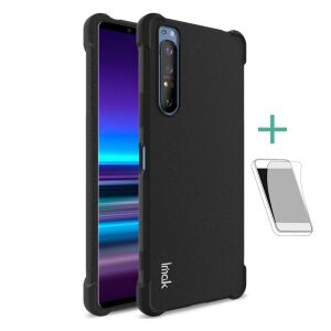 IMAK Sony Xperia 1 II Szilikon Tok + Fólia - Ütésálló, Fekete 138914352 - Imak