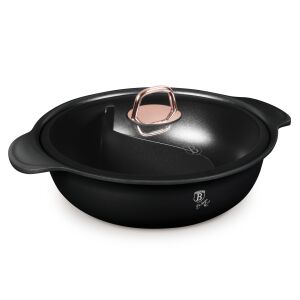 Berlinger Haus Black Rose Collection Hot Pot cu capac, 30 cm, negru și aur roz - Oale și cratițe