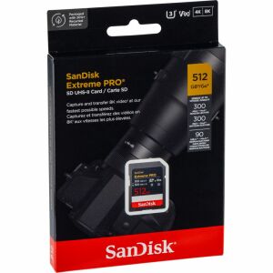 SanDisk Extreme PRO 512GB SDXC UHS-II kártya kiskereskedelmi csomagolásban, nagy sebességű adatátvitelhez és 8K videófelvételhez - SanDisk