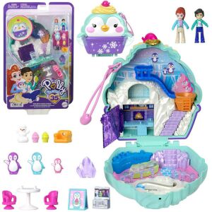 Polly Pocket Snow Penguin Zárható Játékszett - Mini Házikó Babákkal és Pingvinekkel 138917631 - Ramiz