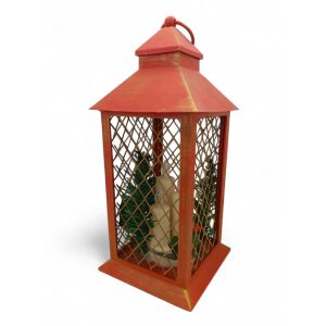 Téli lámpás-Karácsonyi lámpás-Rácsos-33x10cm