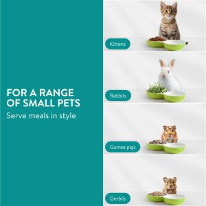 Navaris Dupla Kerámia Etetőtál Kisállatoknak - Zöld, Zöldségmintás