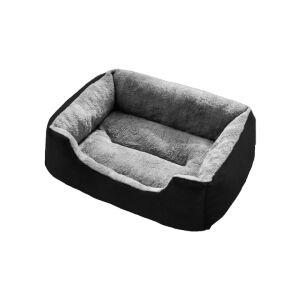 NEXTLY fekete és szürke plüss kutya- és macskaágy, téglalap alakú, felülnézet - Macska fekhely