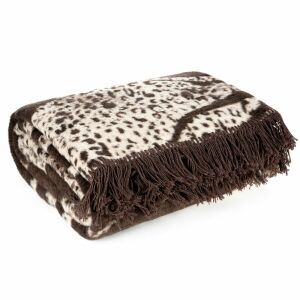 Eurofirany Barna-Krém Foltos Pamut Akril Ágytakaró Rojtokkal - 220x240 cm 146166783 - Ágytakaró