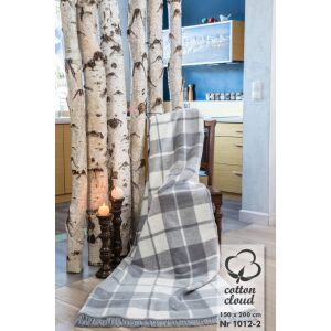 Pamut-Akril Kockás Takaró 150x200 - Szürke/Krémszínű 138920340 - Ágytakaró