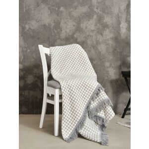 Romby Szürke Rojtos Pamut Akril Takaró 150x200 cm 138920531 - Ágytakaró