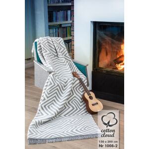 Pamut Akril Cikk-cakk Takaró - 150x200 cm, Szürke 146169287 - Ágytakaró