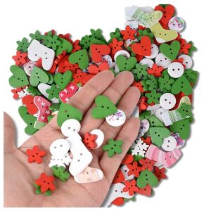 Kézzel Készített Fa Gomb Készlet - 100 db, Színes, Barkácsoláshoz