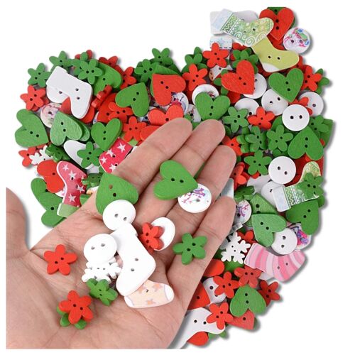 Kézzel Készített Fa Gomb Készlet - 100 db, Színes, Barkácsoláshoz