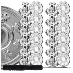 Farmergomb Csere Készlet - 10db Ezüst Gomb, Csavarhúzóval