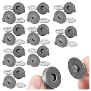 Mágneses Fém Gomb Rögzítő - 18mm, Fekete, 10db