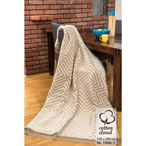 Pamut Akril Takaró / Ágytakaró - 150x200 cm, Cikkcakk Bézs 138920637 - Ágytakaró