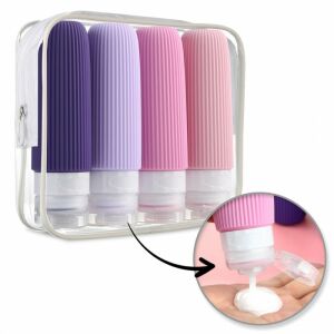 Utazó Szilikon Palack Szett - 4 x 90ml, Kozmetikai Tároló