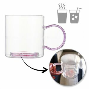 Csillogó Virágos Thermo Bögre - 250ml, Boroszilikát Üveg