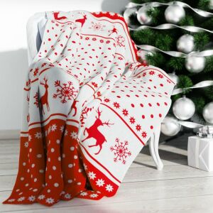 Karácsonyi Rénszarvas Mintás Ágytakaró - 150x200 cm 138920837 - Ágytakaró