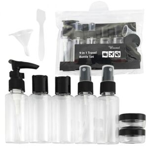 Utazó Palack Szett Kozmetikumokhoz - 9 részes, Szivárgásmentes