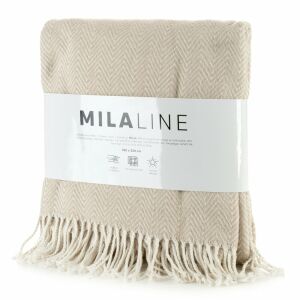 Eurofirany Bézs Krém Ágytakaró Rojtokkal - 180x220 cm 145022951 - Ágytakaró