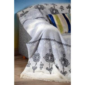 Pamut Akril Takaró - Fehér/Szürke/Grafit, 150x200 cm 146170785 - Ágytakaró