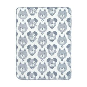 Gyermek Takaró - 75x100 cm, Macskák és Kutyák Mintával, Szürke