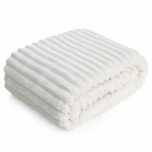 Puha Mikroszálas Ágytakaró - 150x200 cm, Fehér Csíkos 138921519 - Pléd