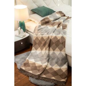 Pamut Akril Gyémánt Mintás Takaró - 150x200 cm, Bézs-Csokoládé 146171145 - Ágytakaró