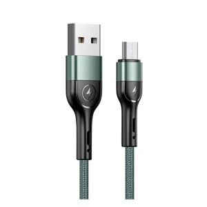 USAMS U55 MicroUSB Adatkábel - Cipőfűző Design, Sötétzöld 138939714 - Adatkábel