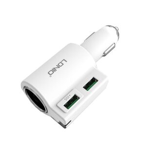 LDNIO 20W Szivargyújtó Adapter Elosztó - 2 USB Port, Fehér 138940167 - LDNIO