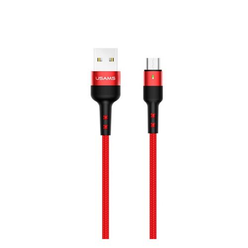 USAMS U26 MicroUSB adatkábel - Piros, LED visszajelző 138942381