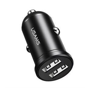 USAMS 12W Dual USB Gyorstöltő Autós Töltő - Fekete 138945403 - Autós töltő