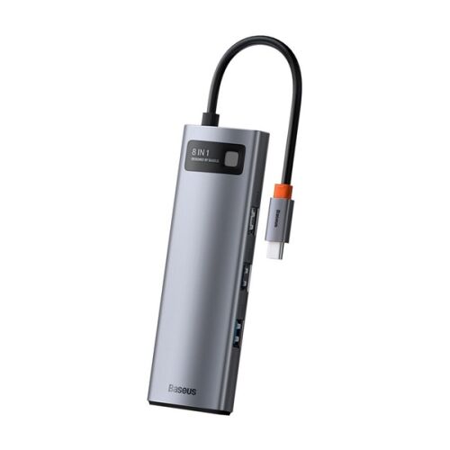 Baseus 8 az 1-ben Type-C HUB, SD/microSD kártyaolvasó, űrszürke - USB elosztó