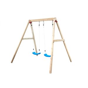 GINGER HOME Dvojitá drevená hojdačka do záhrady, vybavenie pre vonkajšie hry - Vonkajšie hojdačky