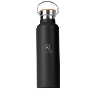 Berlinger Haus Matte Black sticlă de apă cu capac de bambus, 600ml - Sticle de apa