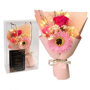 Szappanvirág Csokor LED Fénnyel - Rózsaszín 138950983 - Ajándék ötlet Valentin-napra