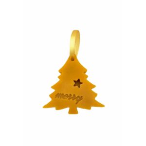 Fenyőfa alakú méhviasz karácsonyfadísz 'Merry' felirattal. - Karácsonyfadísz