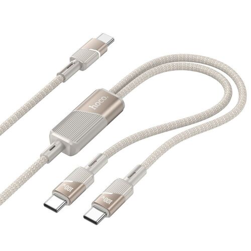 Hoco 2in1 kábel USB C - USB C / USB C 5A 100W 1.2 m U139 arany 138952957