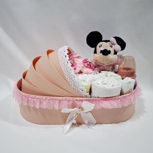 Mickey Minnie bölcső pelenkatorta 3-6 kg pelenkatorony, babaváró csomag , kelengye