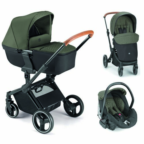 CAM Next Evo 3-in-1 Stroller System with Bassinet, Car Seat, and Stroller Seat in Olive Green