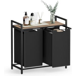 VASAGLE Dupla Szennyestartó Kosár Polccal - 92L, Kivehető Zsákok