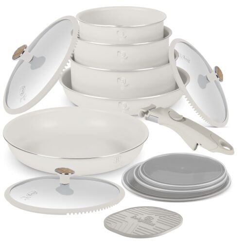 Berlinger Haus BH-8420 Sahara Nordic 13-Piece Cookware Set - Cream and Wood Finish